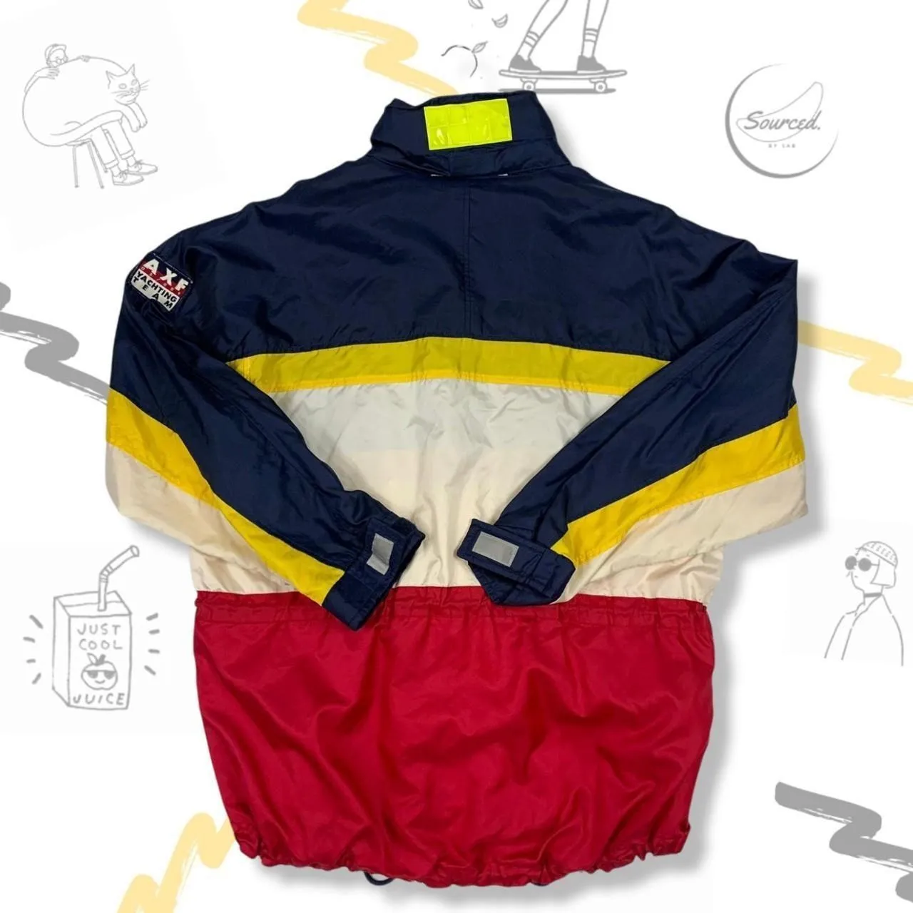 90s Yachting Team Colour Block Lightweight Raincoat / Windbreaker (L)