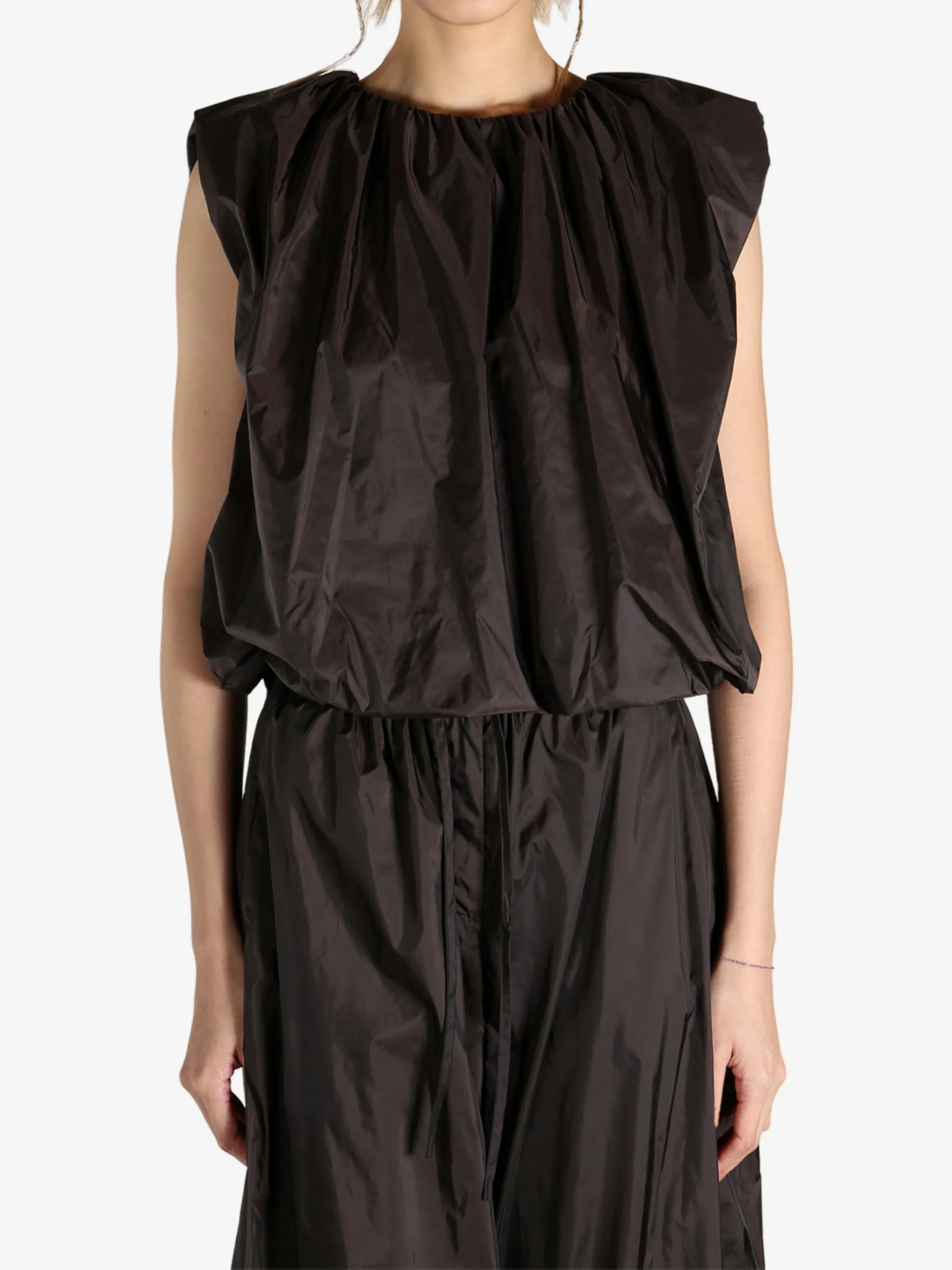 AMOMENTO - Women Nylon Volume Shirring Top