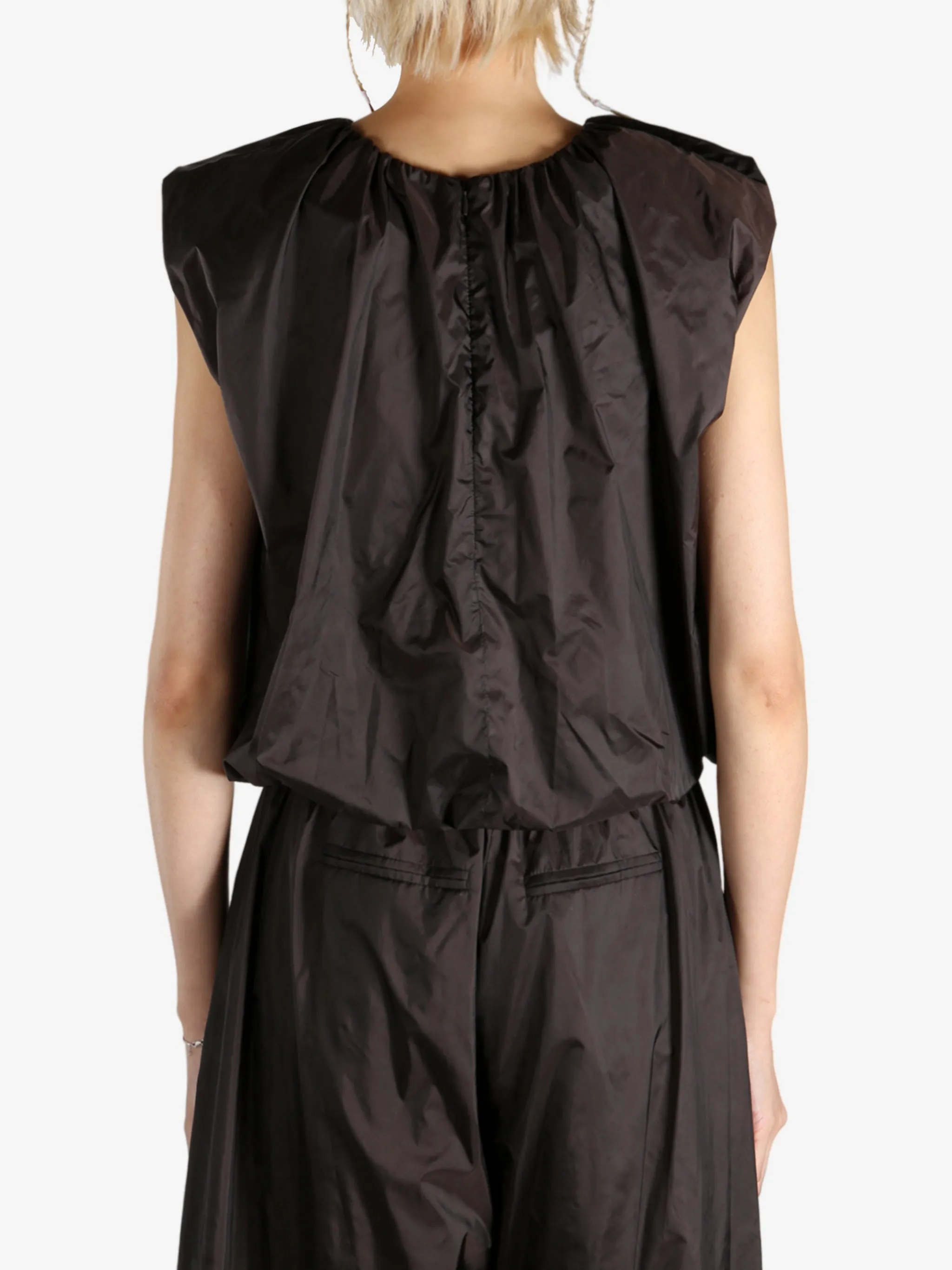 AMOMENTO - Women Nylon Volume Shirring Top