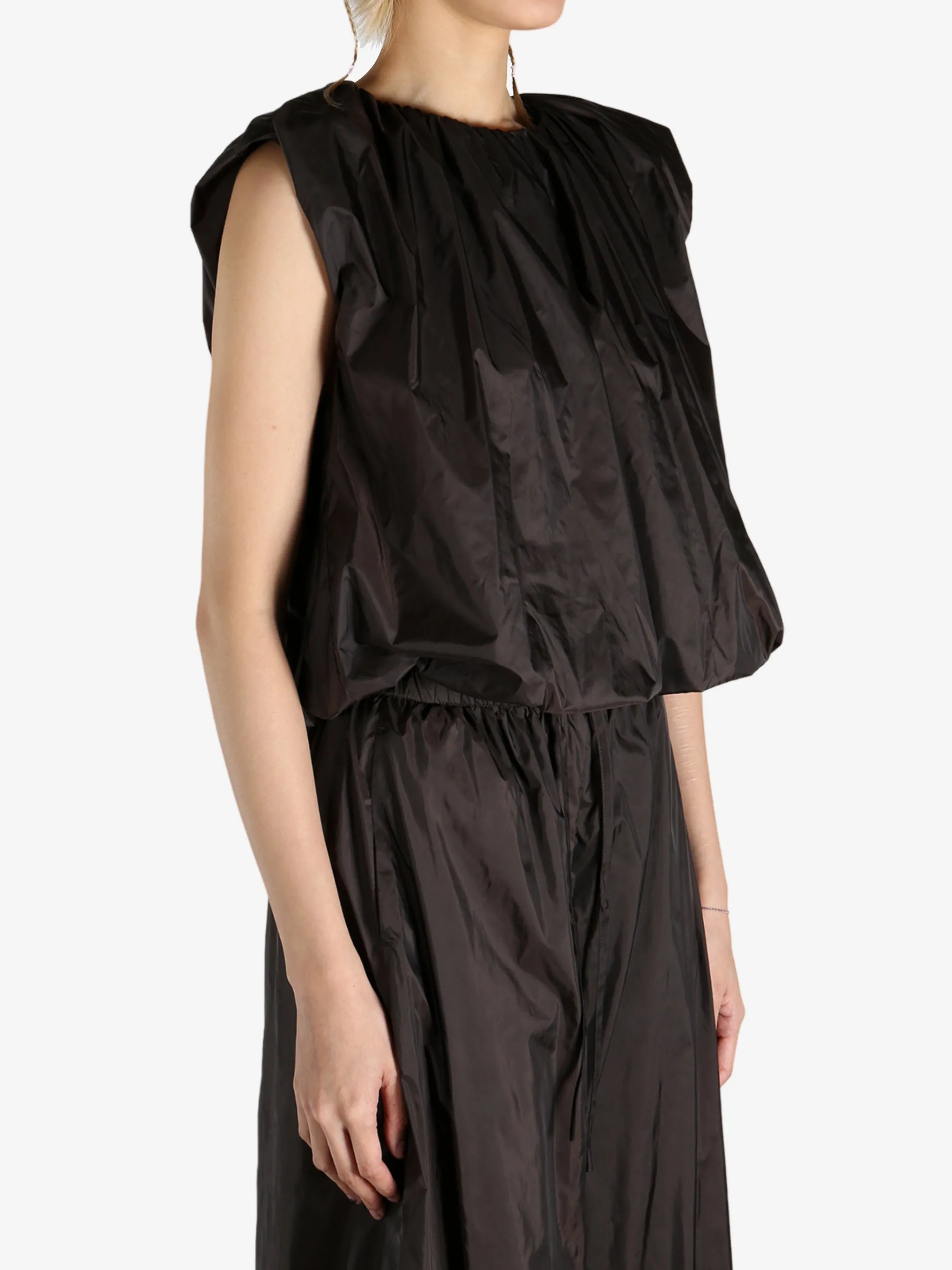 AMOMENTO - Women Nylon Volume Shirring Top