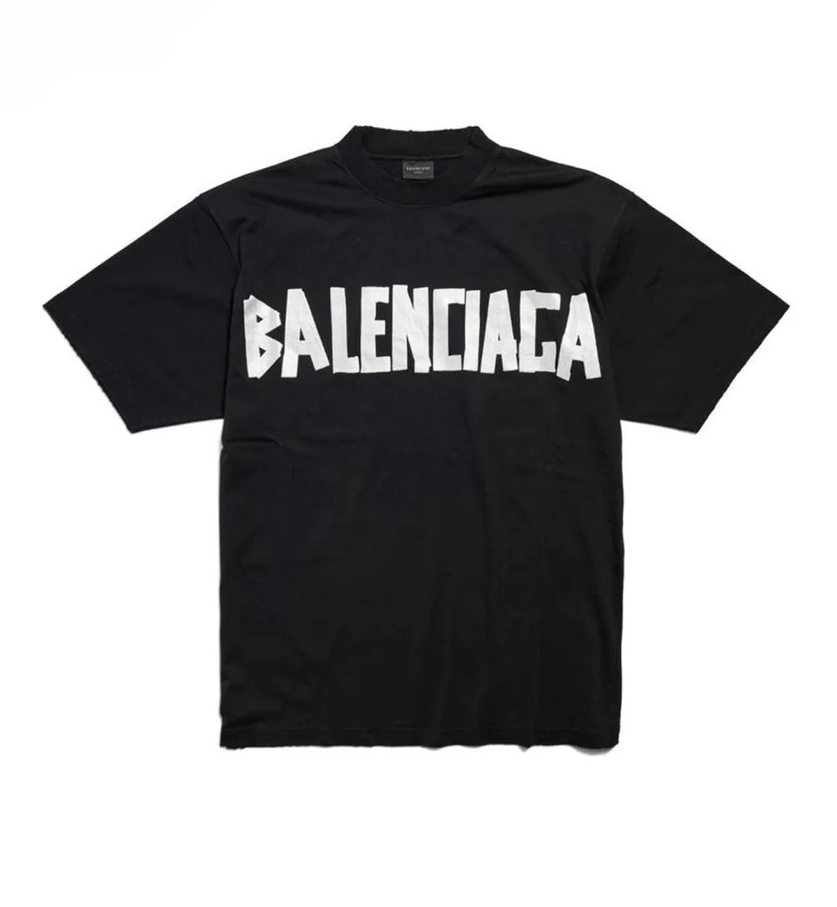 Balenciaga White Tape T-Shirt (Black)