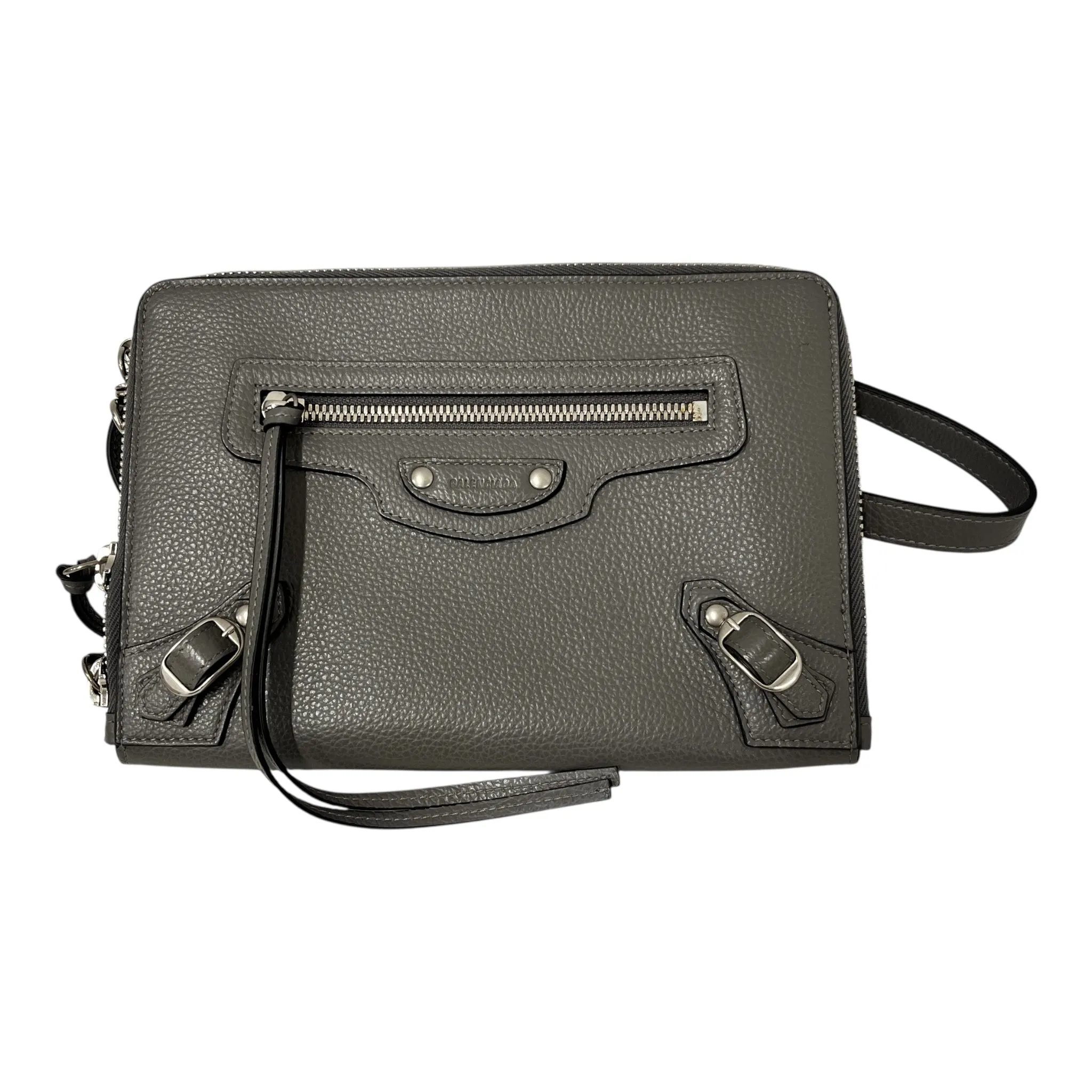 BALENCIAGA/Cross Body Bag/S/Leather/GRY/NEO CLASSIC SHOULDER BAG