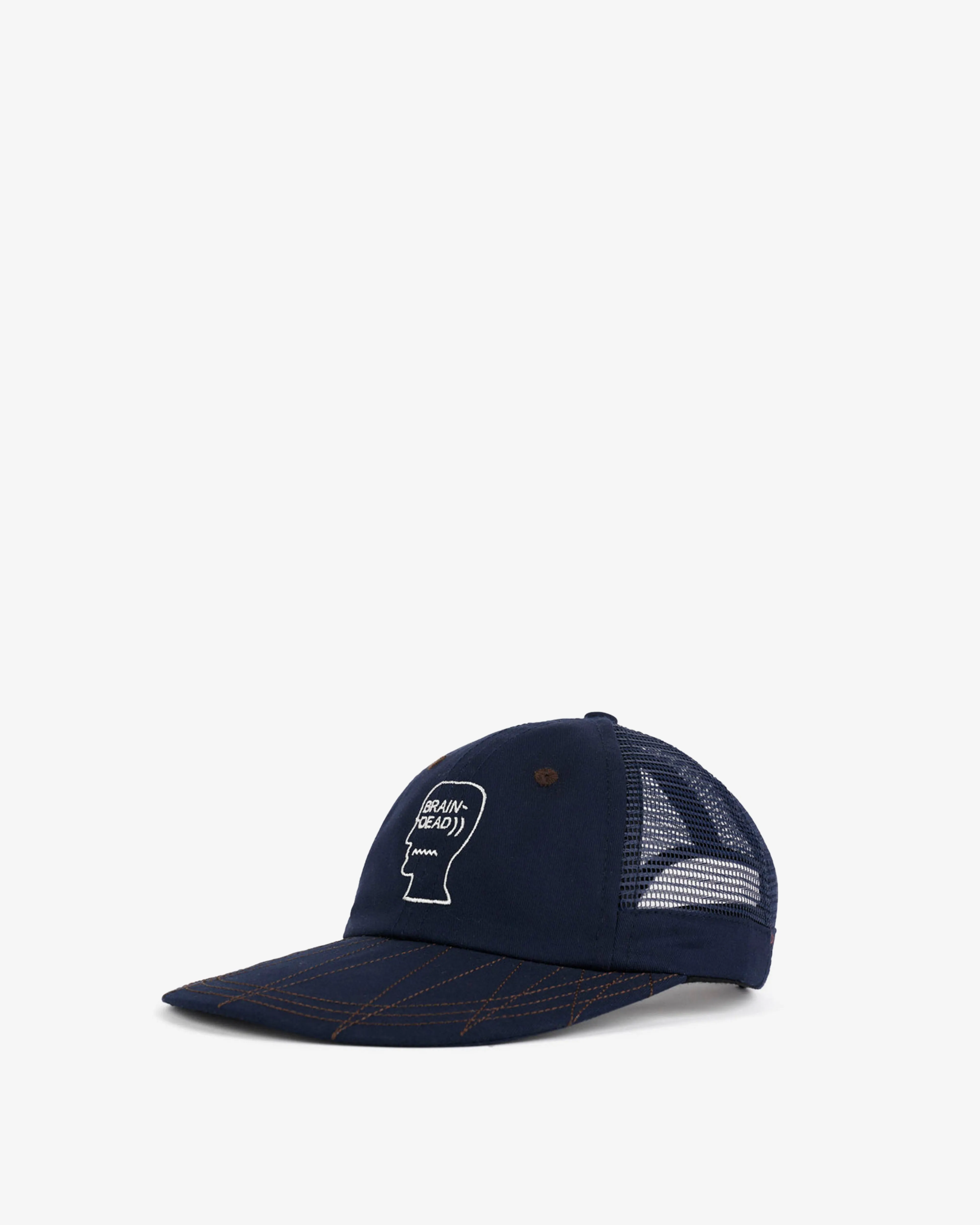 Brain Dead - Men's Logohead Long Mesh Panel Hat - (Navy)