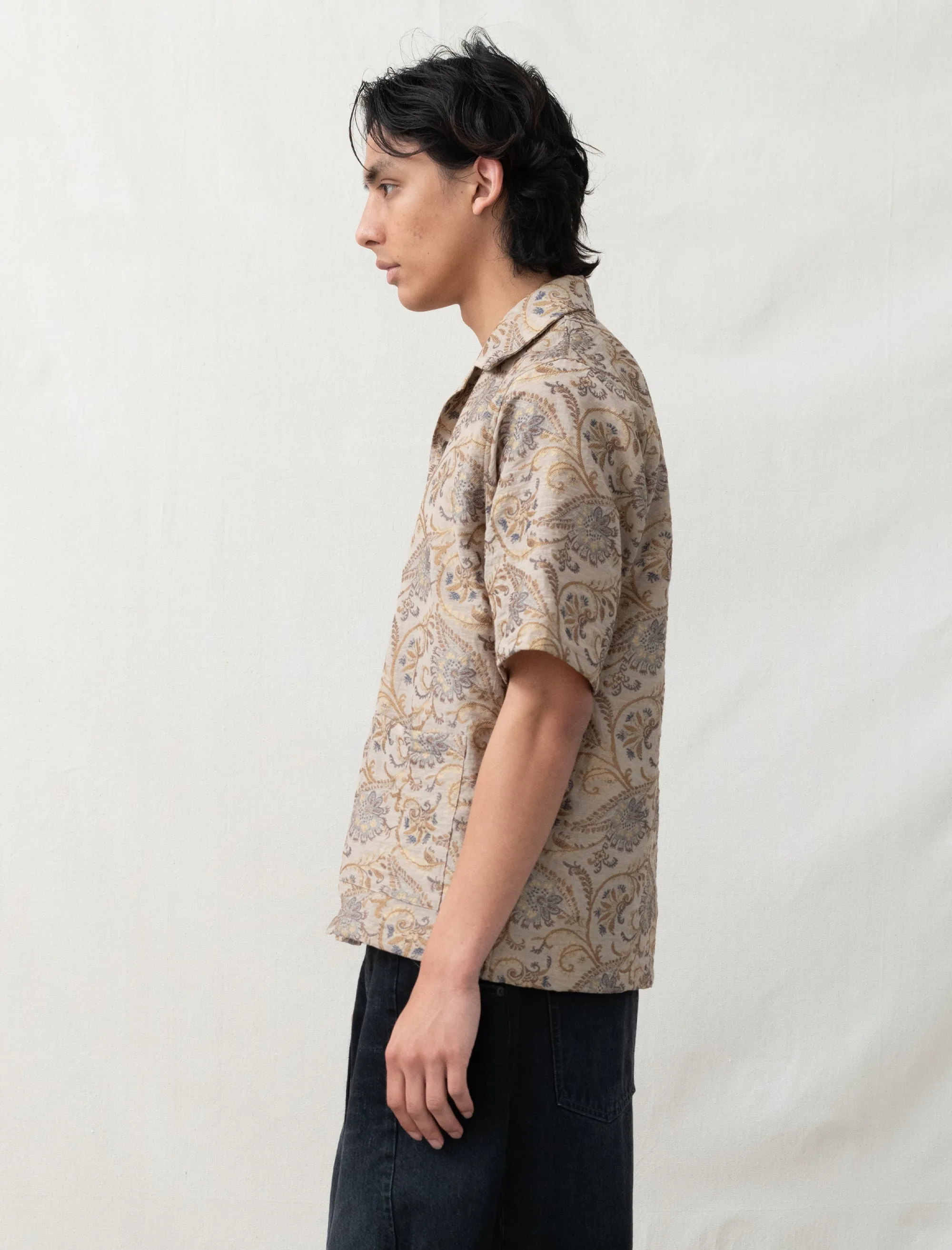 Cabana Shirt Paisley Jacquard (Beige)