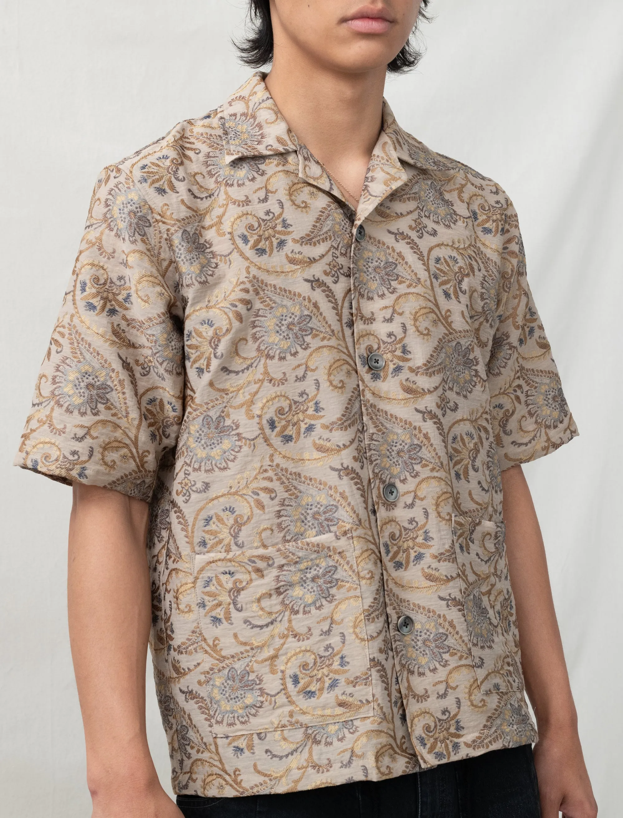 Cabana Shirt Paisley Jacquard (Beige)
