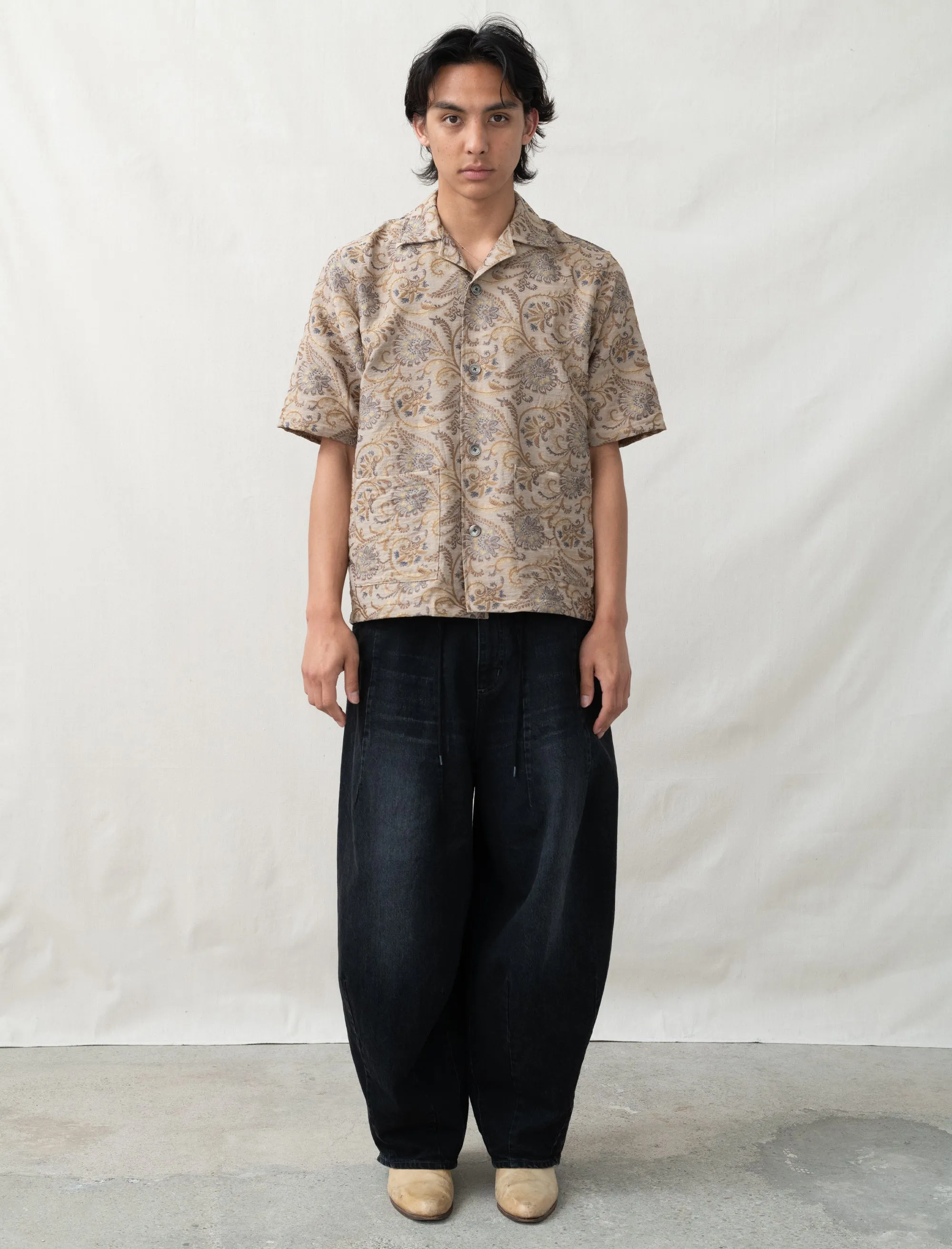 Cabana Shirt Paisley Jacquard (Beige)