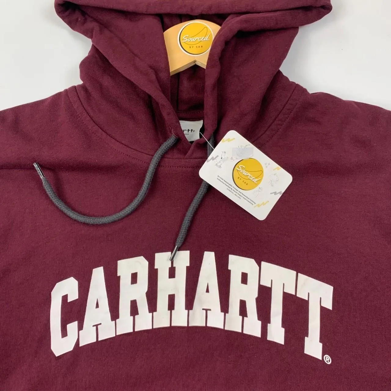 Carhartt Burgundy Spellout Hoodie (Relaxed Fit- Unisex)