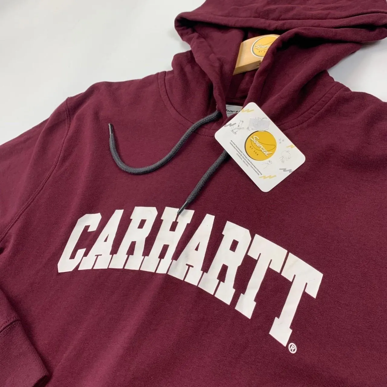Carhartt Burgundy Spellout Hoodie (Relaxed Fit- Unisex)