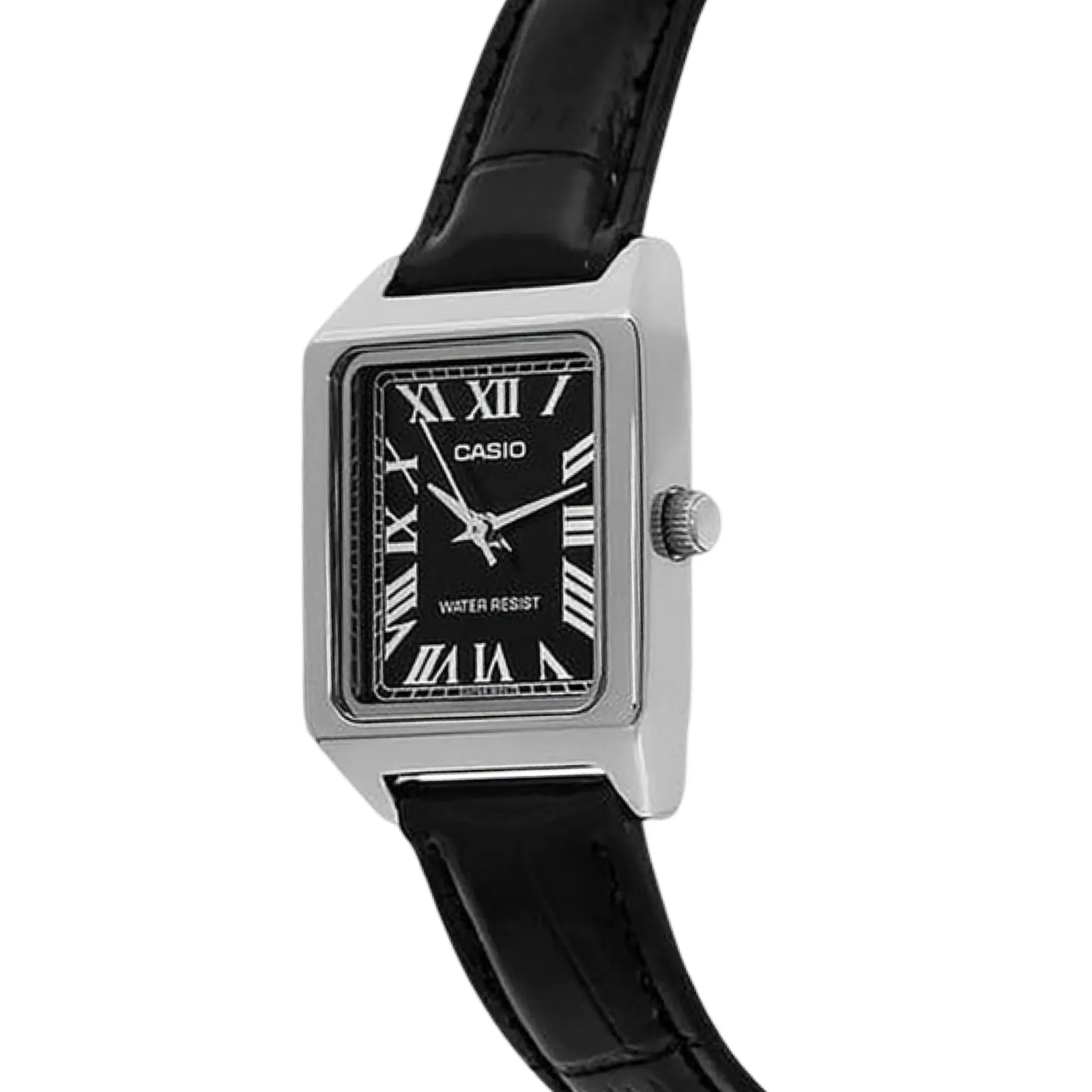 Casio Ladies Classic LTPV007L-7B1 Analogue Watch Silver Black Black Leather Band