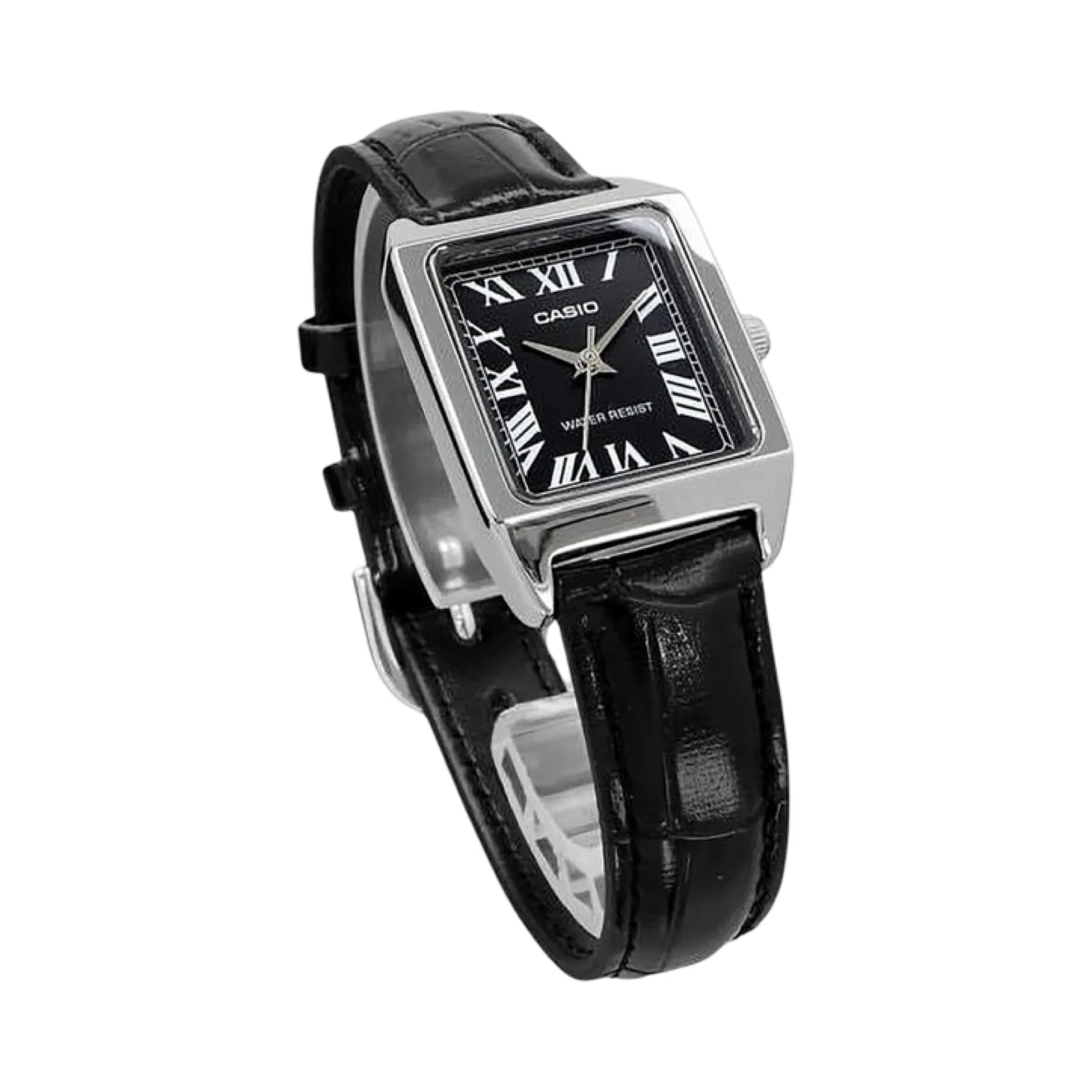 Casio Ladies Classic LTPV007L-7B1 Analogue Watch Silver Black Black Leather Band