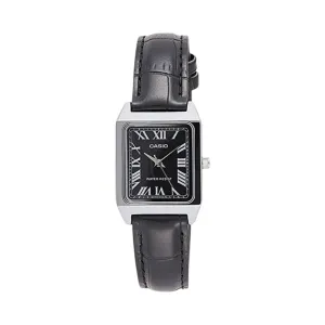 Casio Ladies Classic LTPV007L-7B1 Analogue Watch Silver Black Black Leather Band