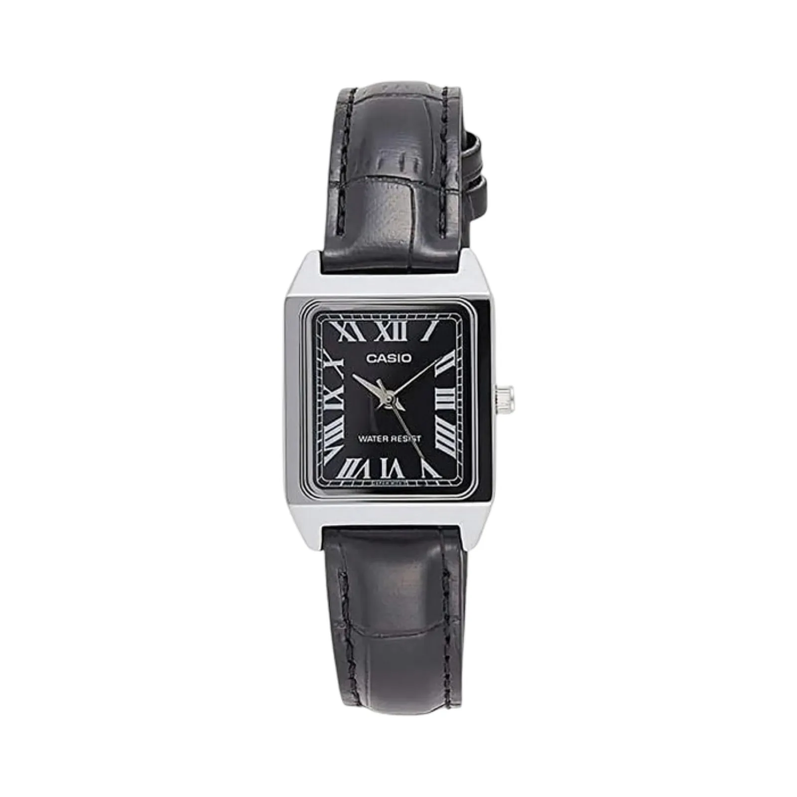 Casio Ladies Classic LTPV007L-7B1 Analogue Watch Silver Black Black Leather Band