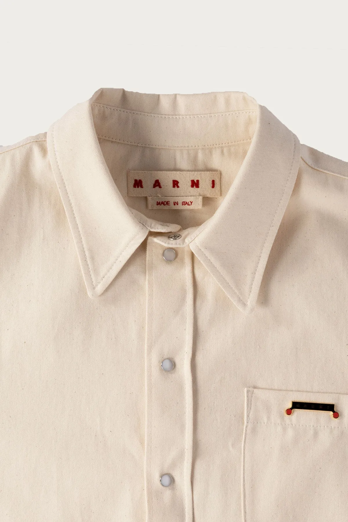 Colored Light Denim Western Shirt - Bone