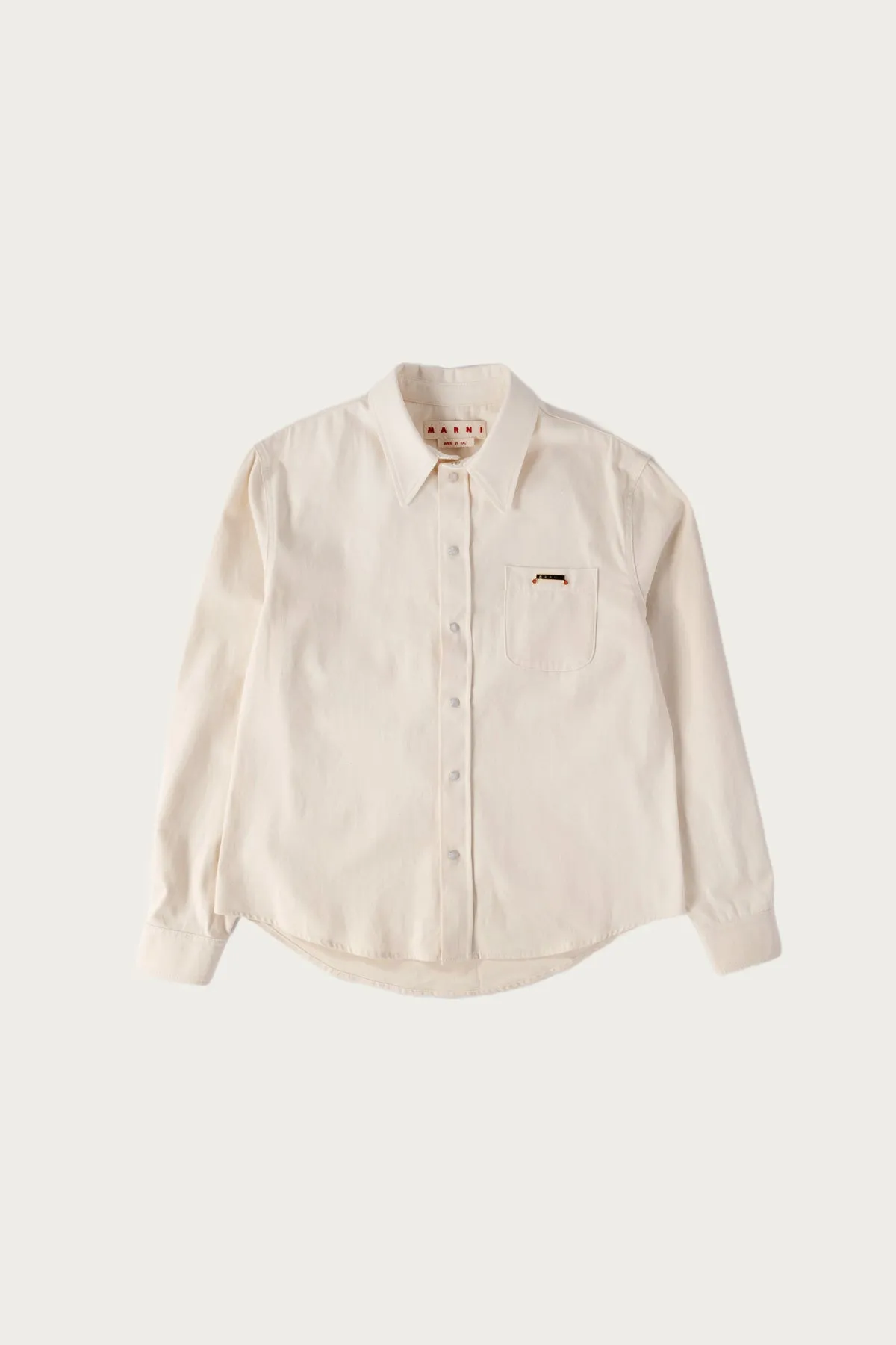 Colored Light Denim Western Shirt - Bone