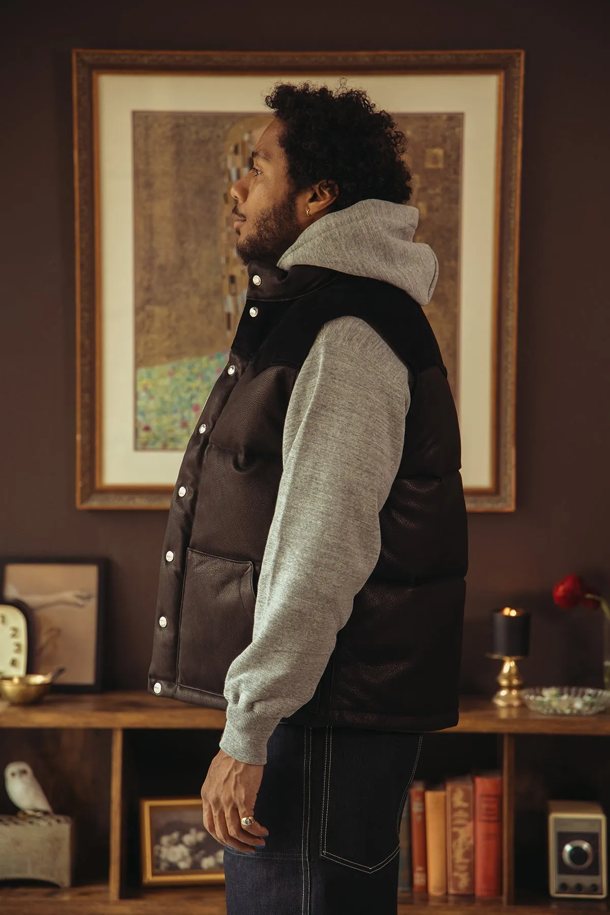 Deerskin Down Vest - Black