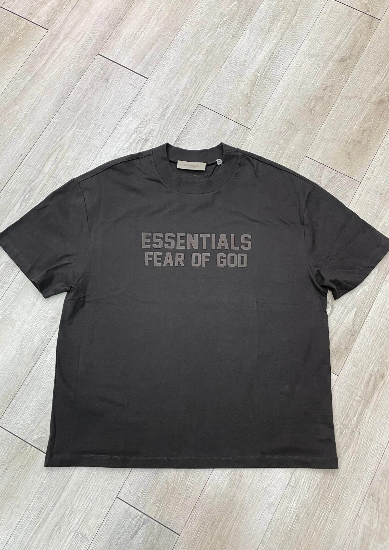 Fear of God Essentials Tee Big Flocked Logo 2022 (Off Black)