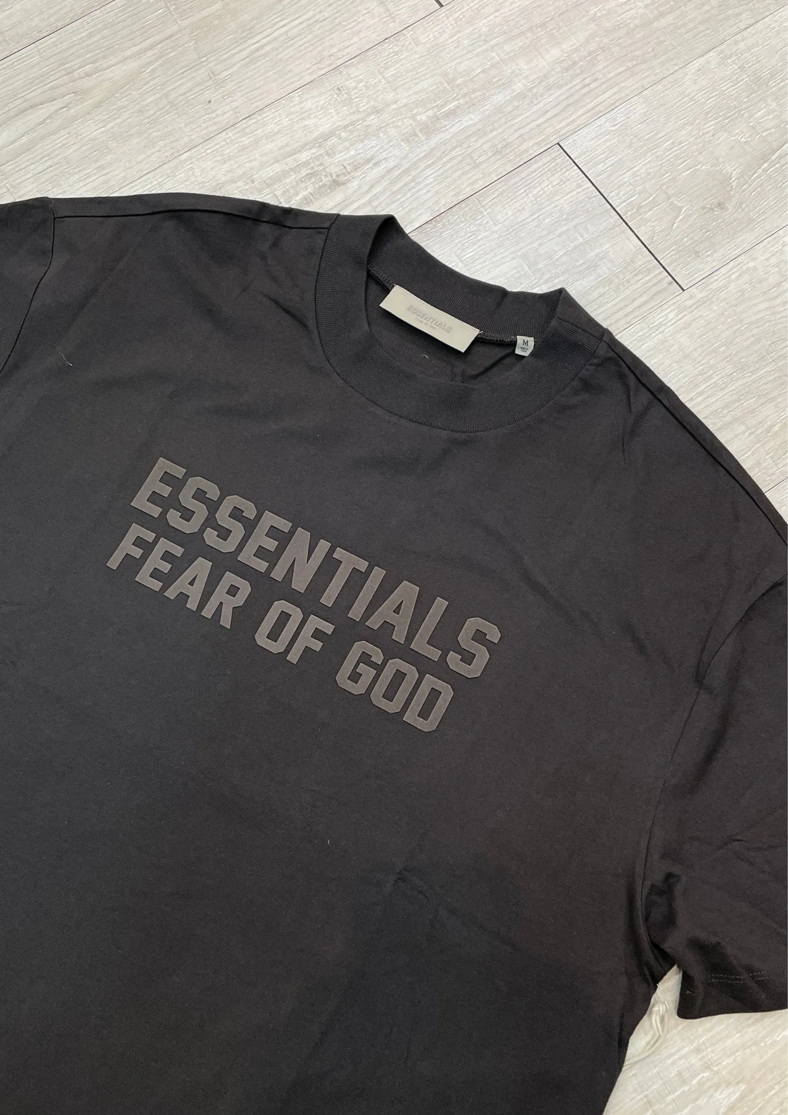 Fear of God Essentials Tee Big Flocked Logo 2022 (Off Black)