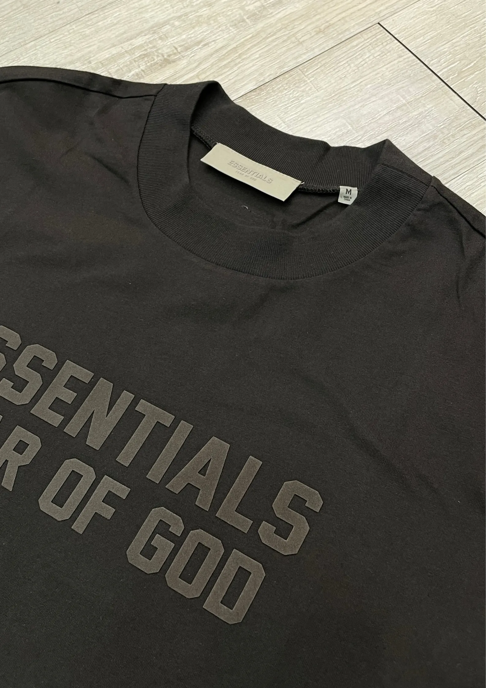 Fear of God Essentials Tee Big Flocked Logo 2022 (Off Black)