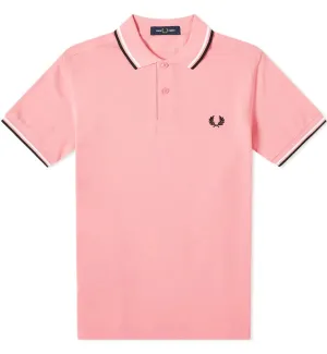 Fred Perry Black White Twin Tipped Pink Polo Shirt