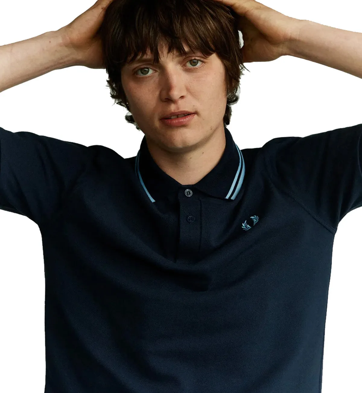 Fred Perry Cyan Twin Tipped Carbon Blue Polo Shirt