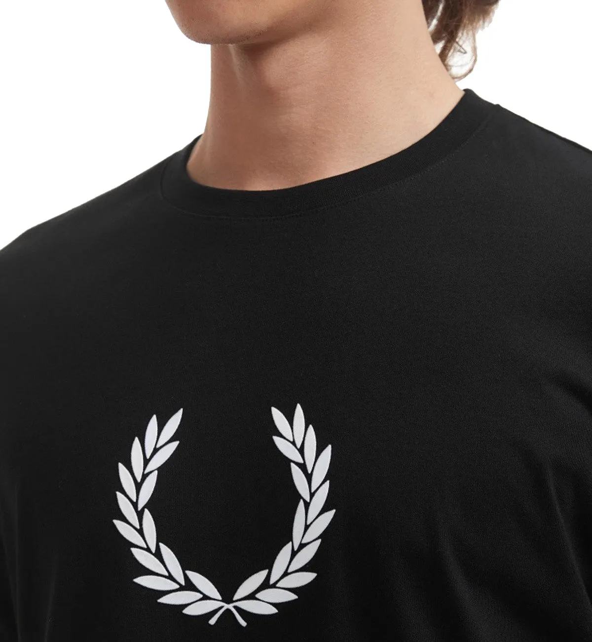 Fred Perry Small White Laurel Wreath T-Shirt (Black)