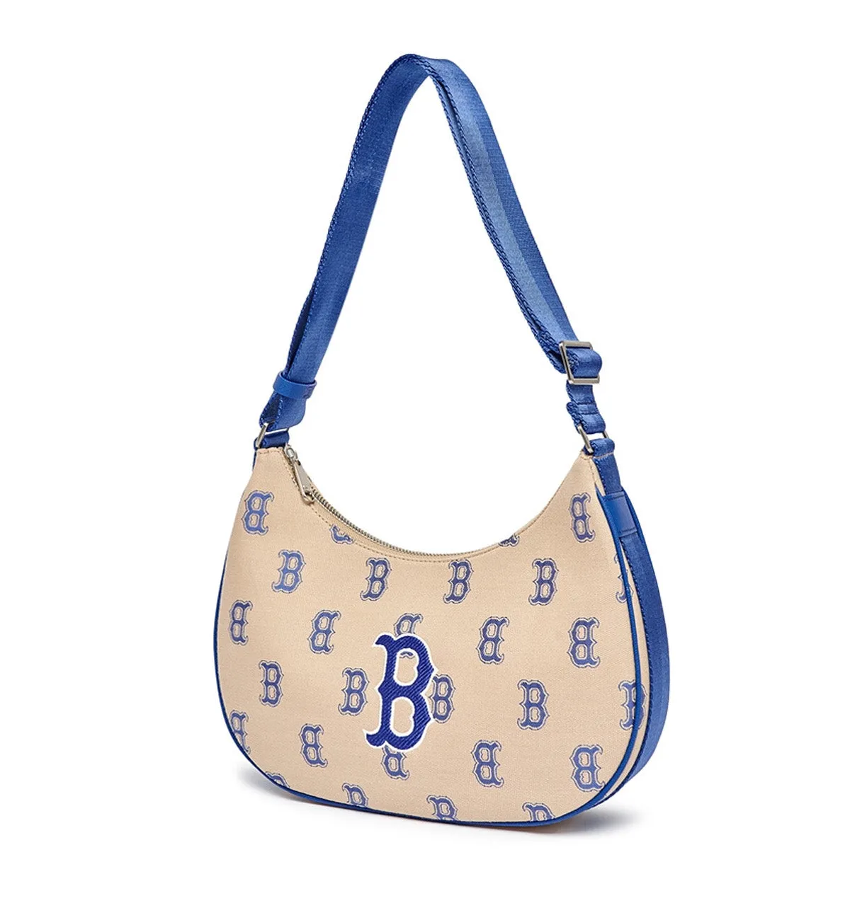 MLB Big Classic Monogram Jacquard L-Hobo Bag (Beige Blue)