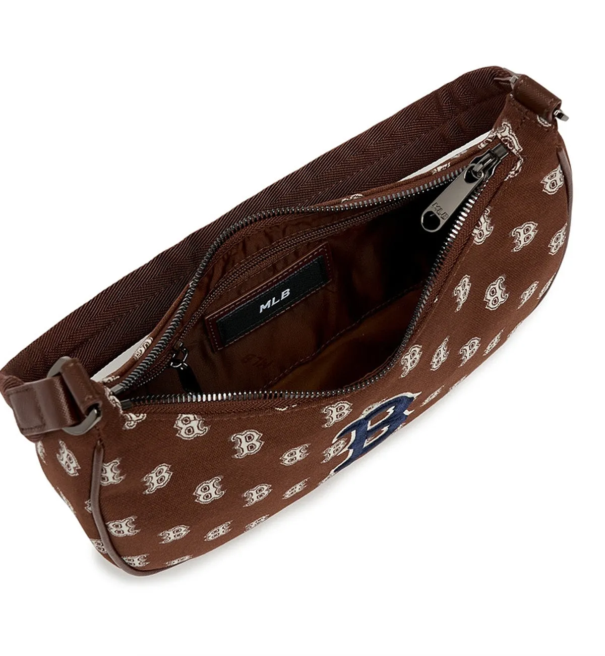 MLB Big Classic Monogram Jacquard L-Hobo Bag (Brown Blue)
