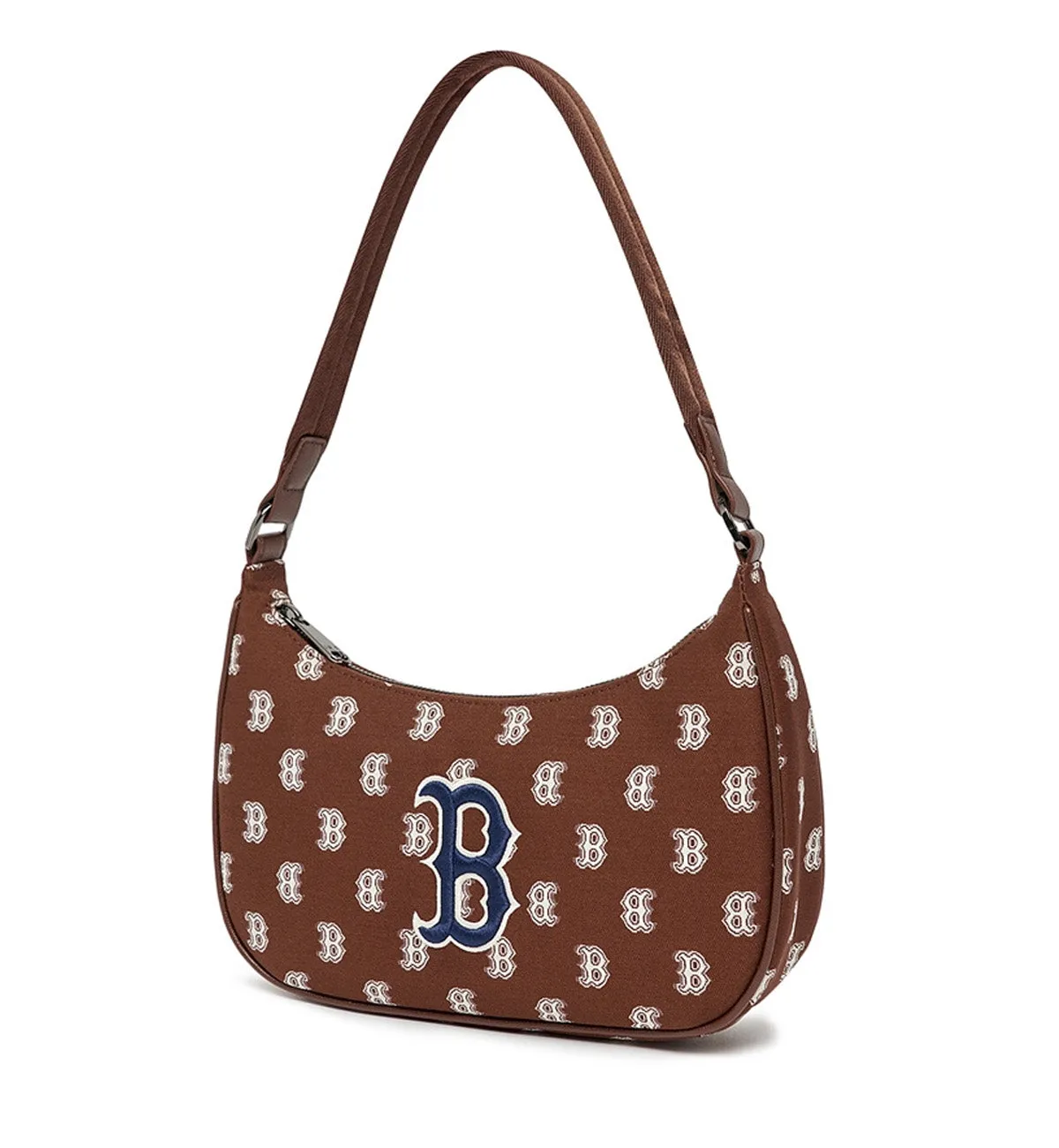 MLB Big Classic Monogram Jacquard L-Hobo Bag (Brown Blue)