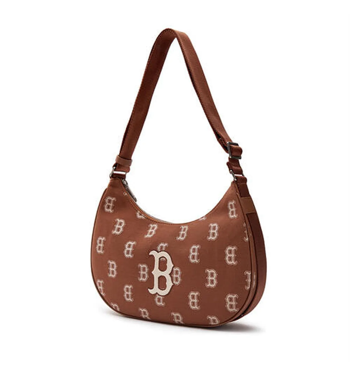 MLB Big Classic Monogram Jacquard L-Hobo Bag (Brown White)