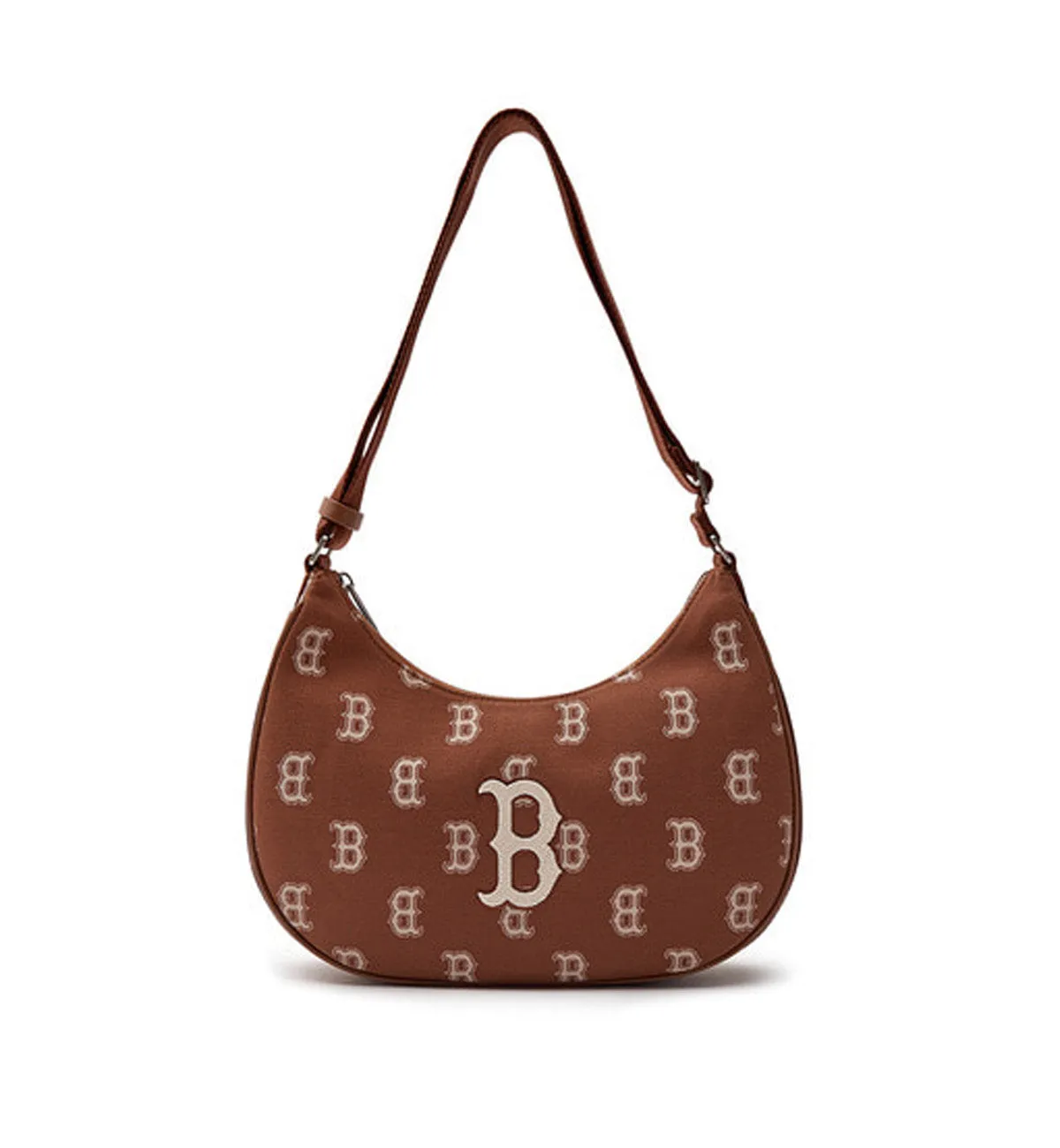 MLB Big Classic Monogram Jacquard L-Hobo Bag (Brown White)