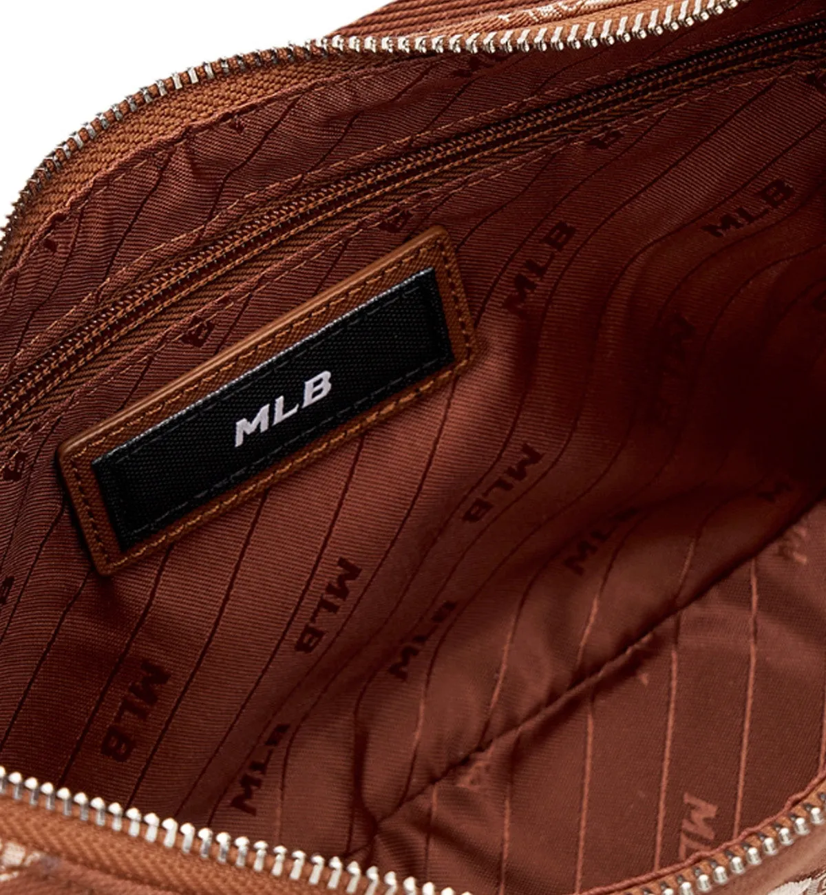 MLB Big Classic Monogram Jacquard L-Hobo Bag (Brown White)