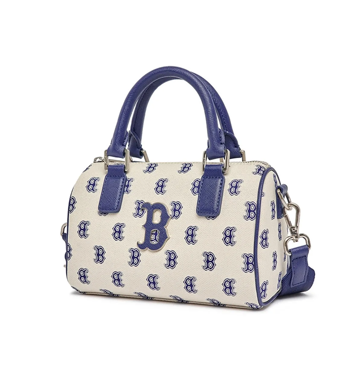 Monotive Coated Canvas S-Boston Bag (White Navy)