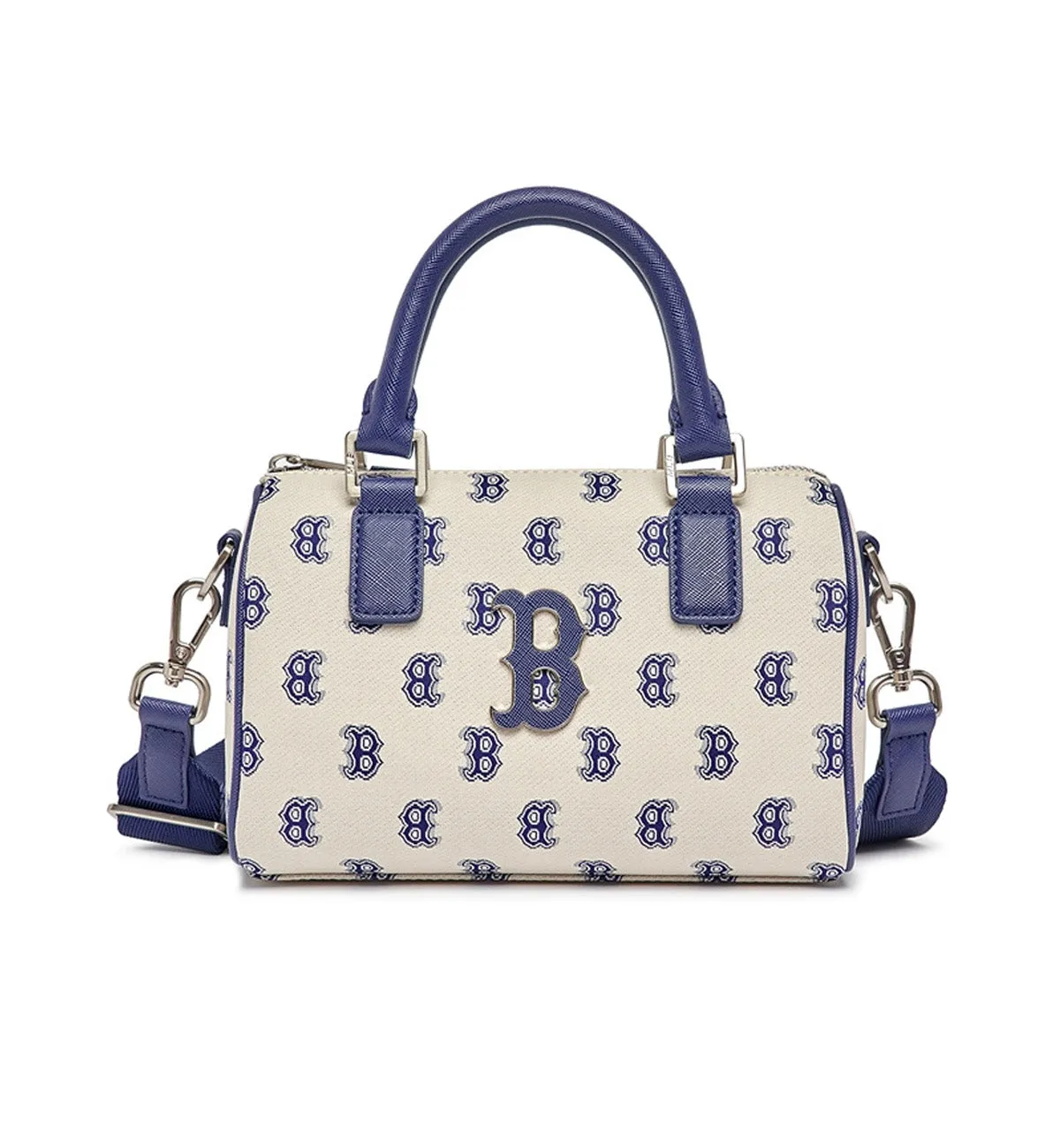 Monotive Coated Canvas S-Boston Bag (White Navy)