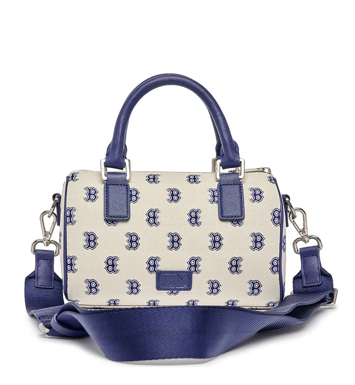 Monotive Coated Canvas S-Boston Bag (White Navy)
