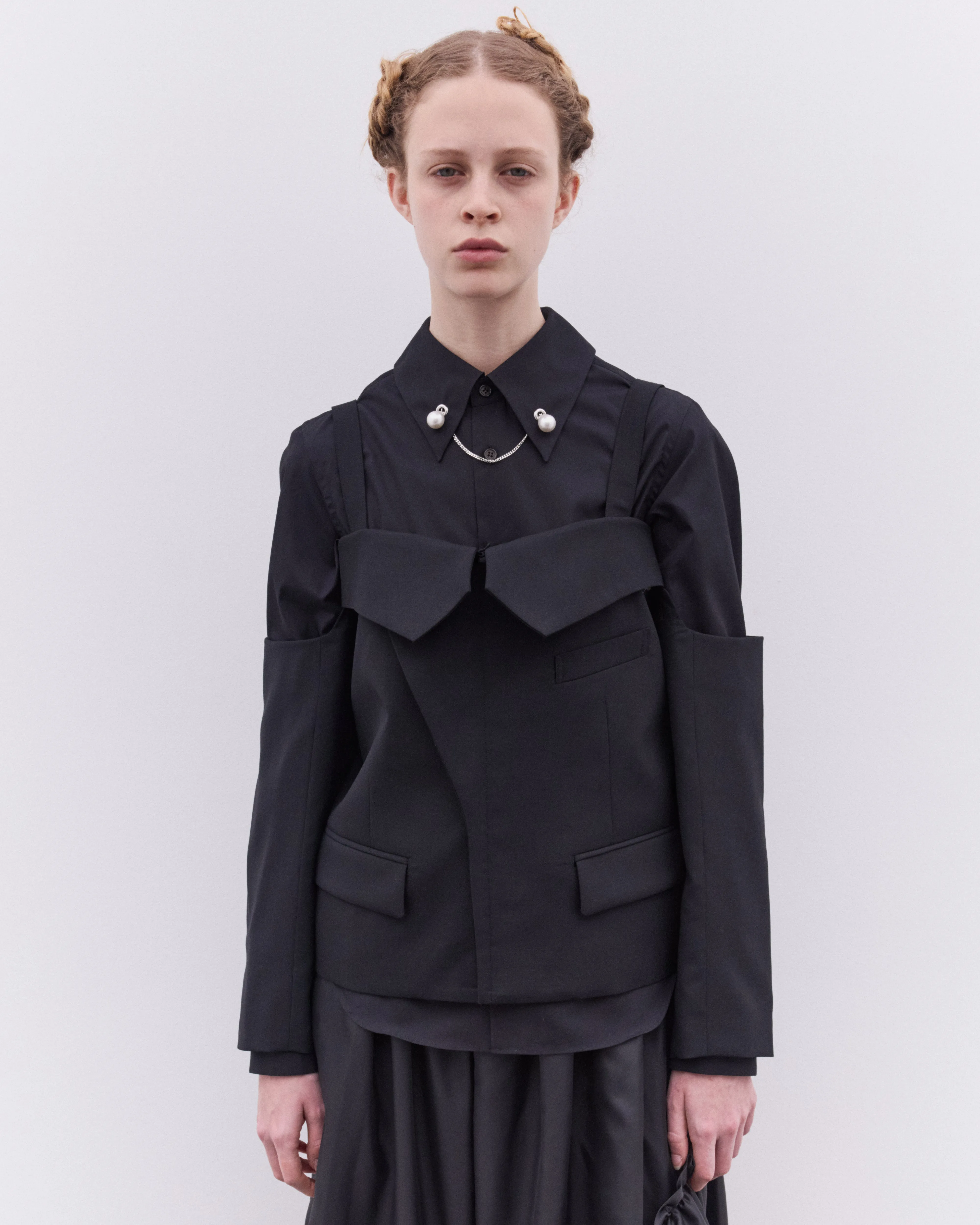 Noir Kei Ninomiya - Women's Off Shoulder Cropped Jacket - (Black)