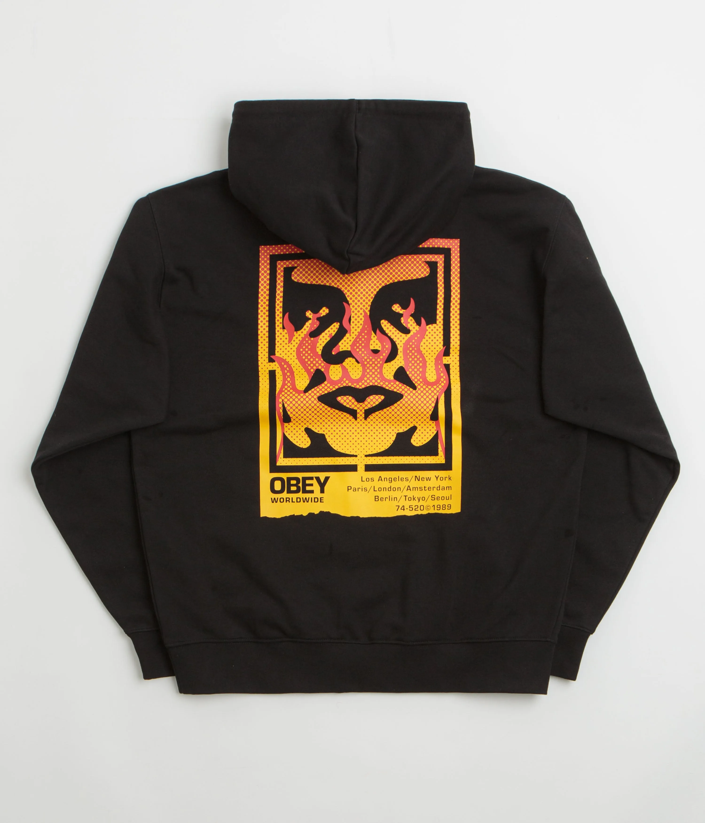 Obey Icon Stencil Flame Hoodie - Black