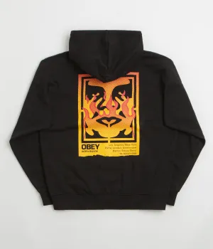 Obey Icon Stencil Flame Hoodie - Black