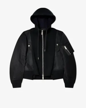 Sacai - Women's Spong Sweat x Nylon Twill Hoodie - (Black)