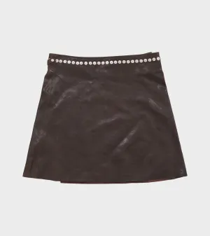 Sandi Leather Skirt Brown