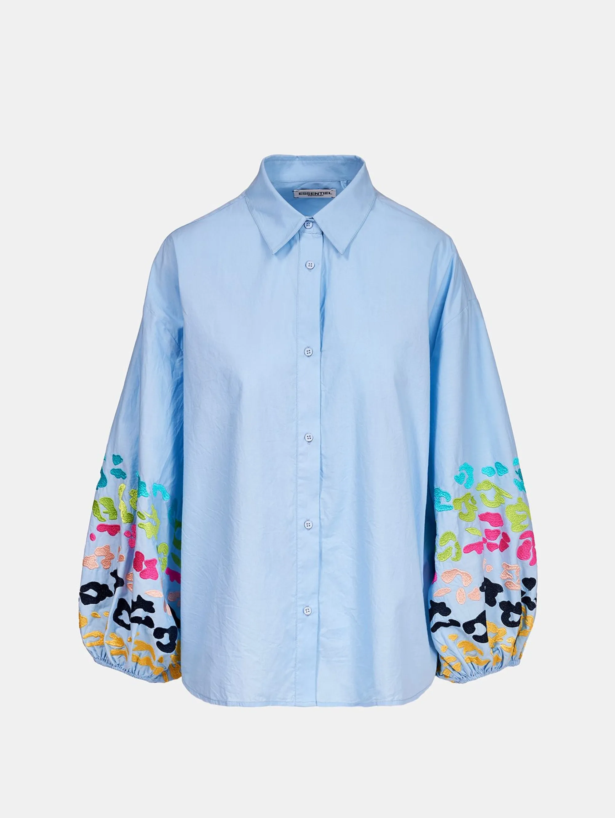Shirt with Blue Embroidered Sleeves