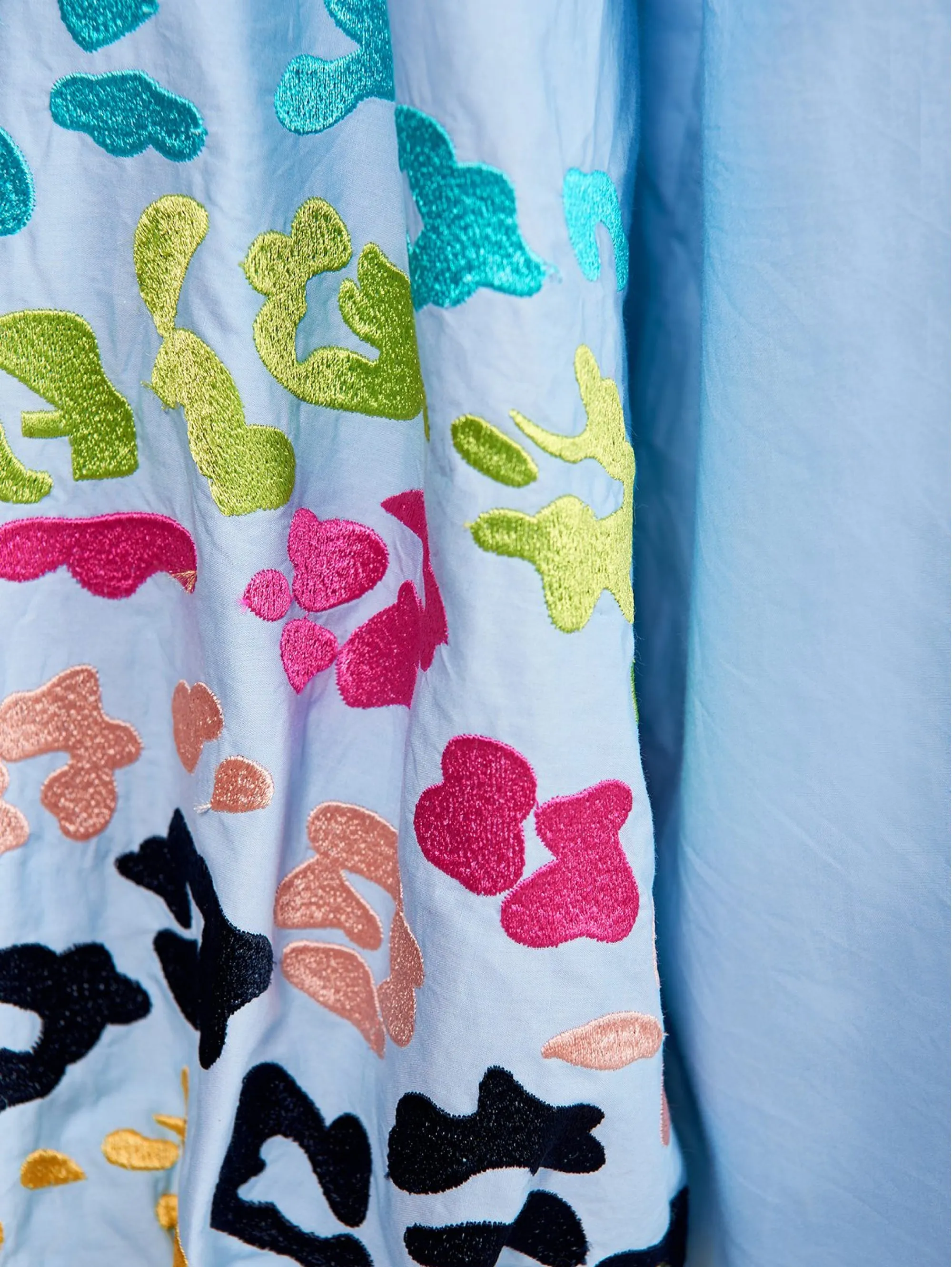 Shirt with Blue Embroidered Sleeves