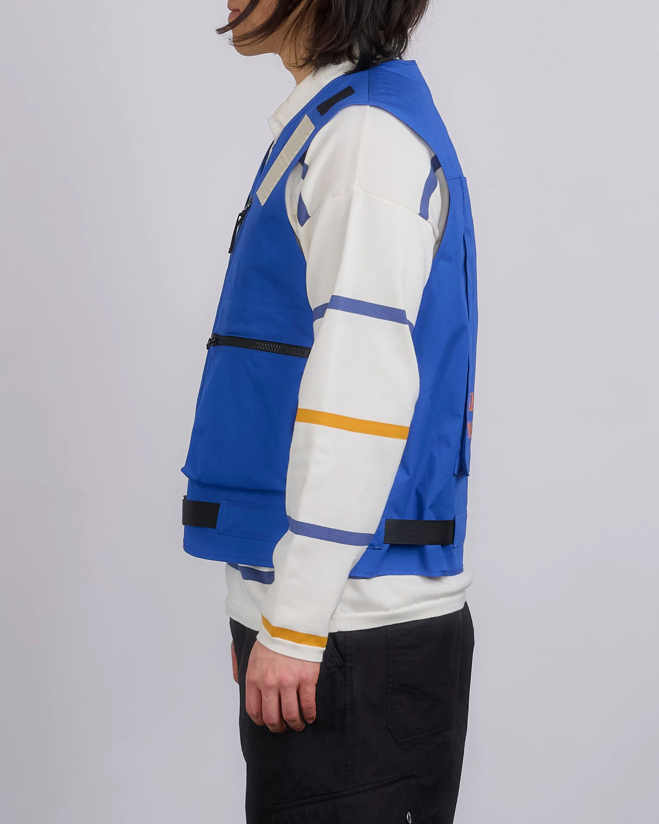 Stone Island Marina Aluminum Tela Cargo Vest Blue Marine