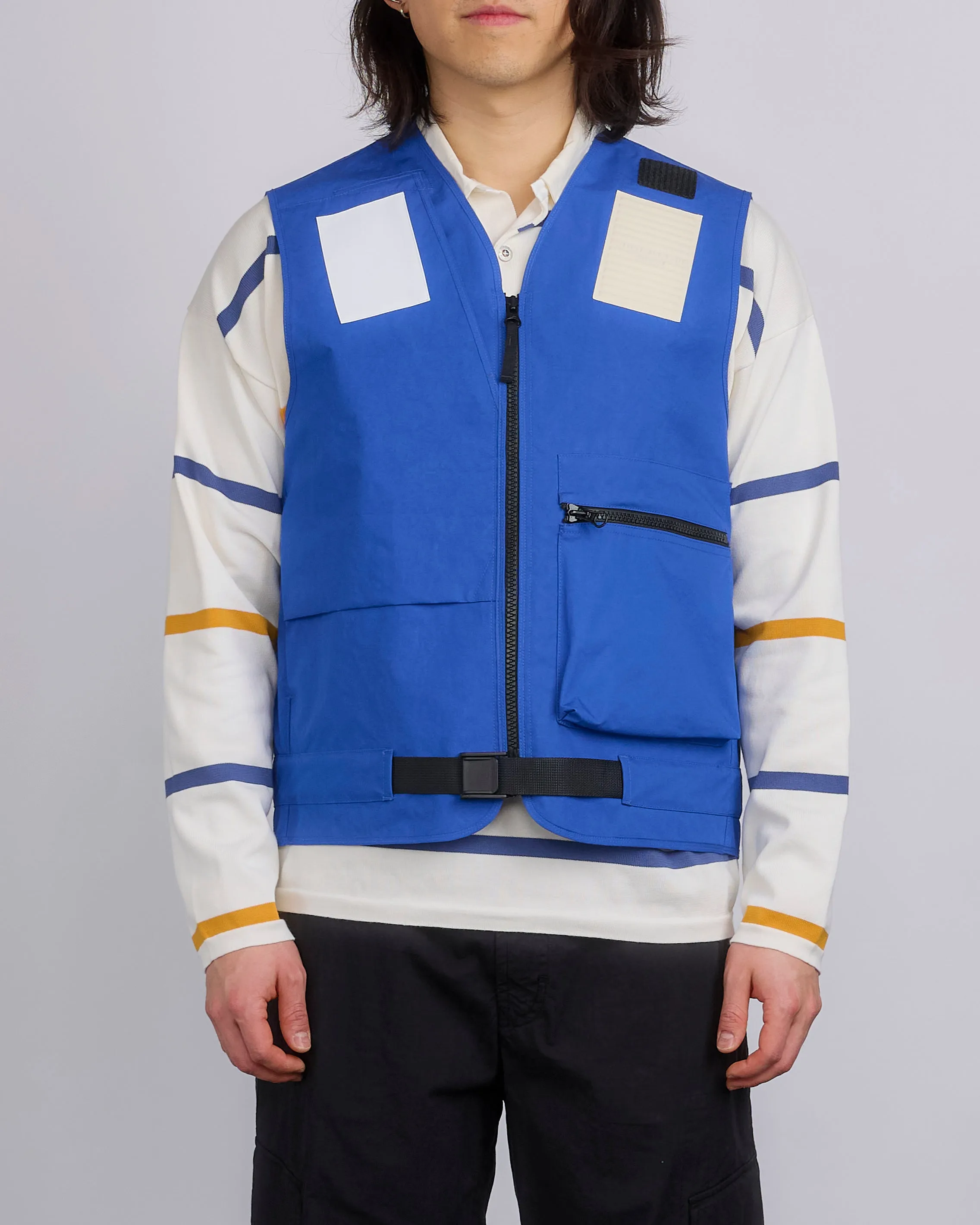 Stone Island Marina Aluminum Tela Cargo Vest Blue Marine
