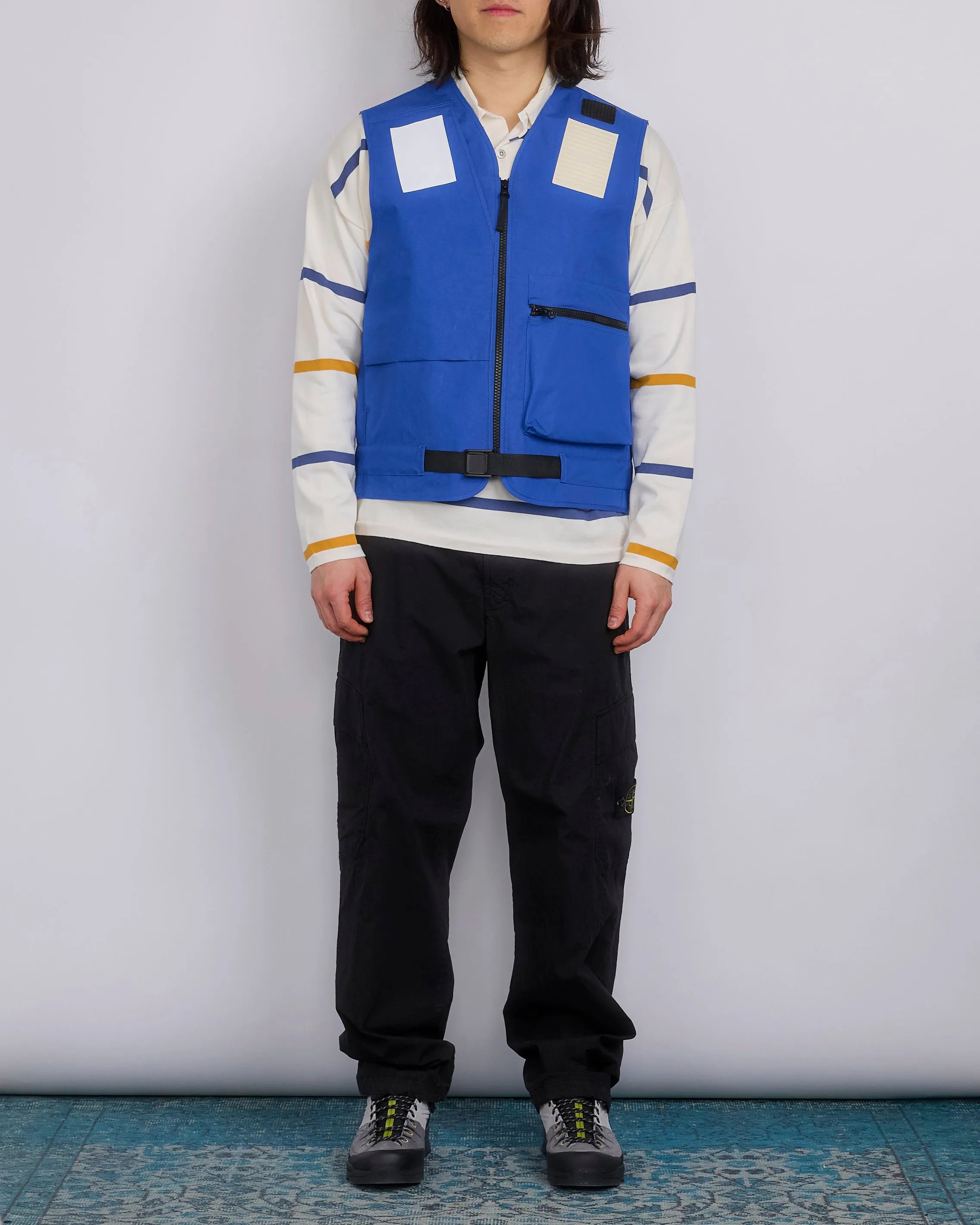 Stone Island Marina Aluminum Tela Cargo Vest Blue Marine