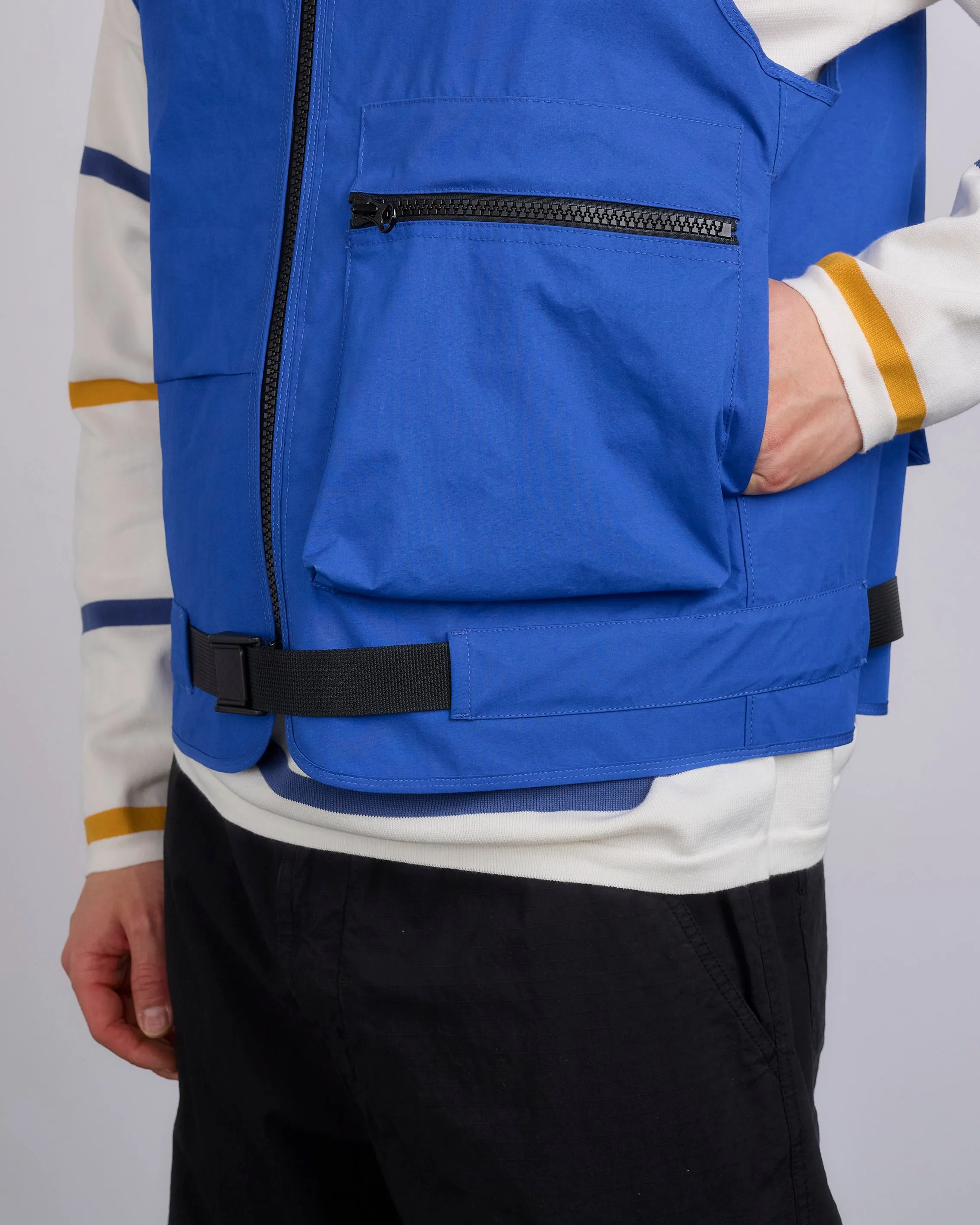 Stone Island Marina Aluminum Tela Cargo Vest Blue Marine