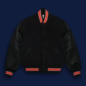 THE ALBANY - Black Melton Wool/Black Leather/Orange Stripe Classic Fit