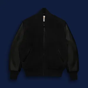 THE PLAYER - Black Melton Wool/Black Leather Classic Fit