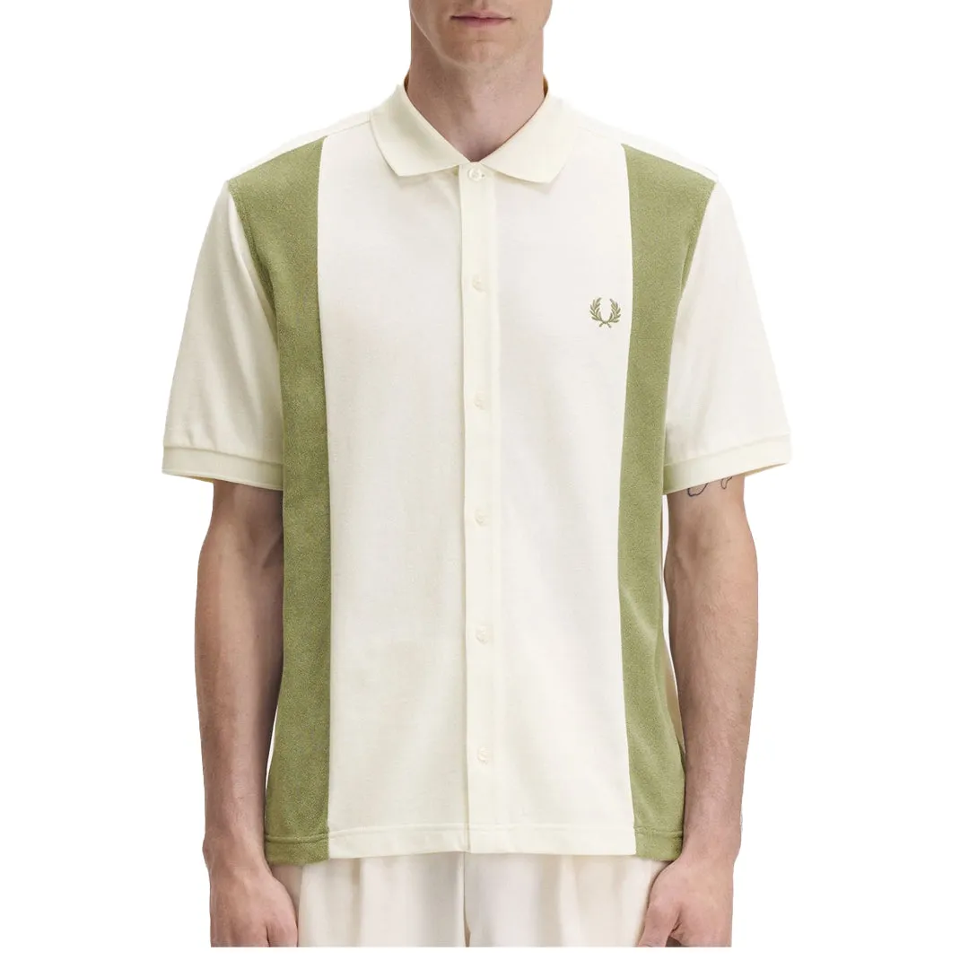TOWELLING PANEL POLO SHIRT LIGHT ECRU
