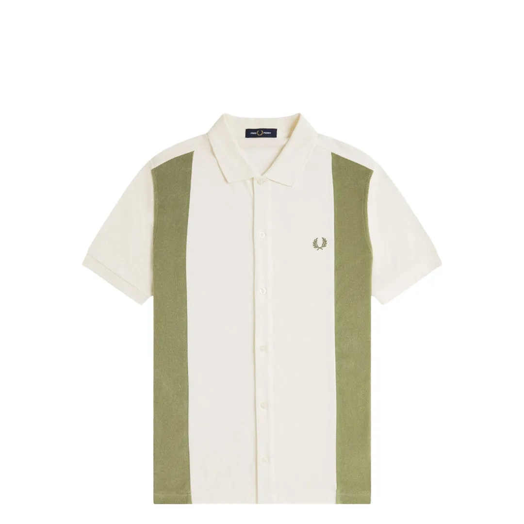 TOWELLING PANEL POLO SHIRT LIGHT ECRU