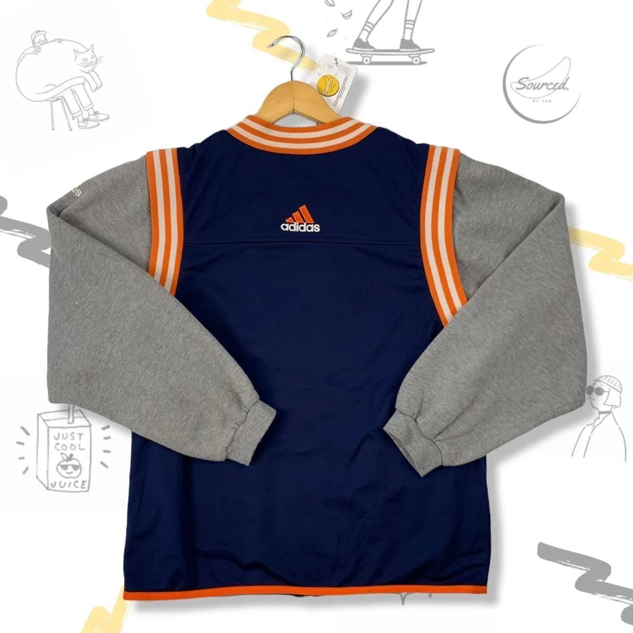 Vintage Adidas 90's Navy And Grey Zippy (S)